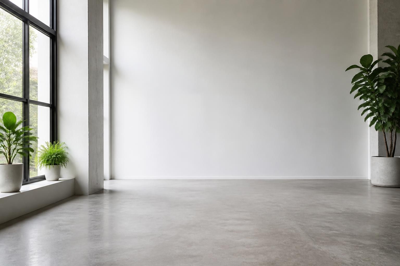Bright modern web studio with open space for call to action text.