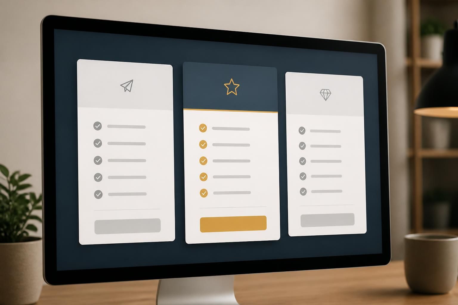 Elegant card-style layout showing organized website package options.